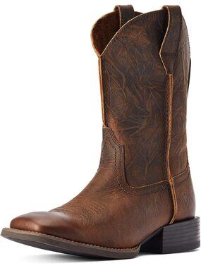 Men’s Western Boots Brown Leather Cowboy Work Riding Boots Casual Pull On